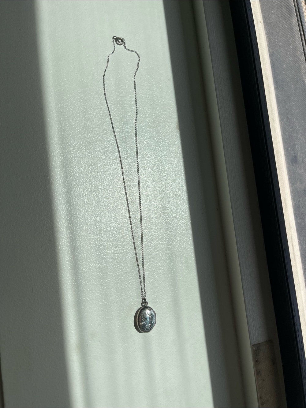 Sterling Silver Oval Locket Necklace - Silver